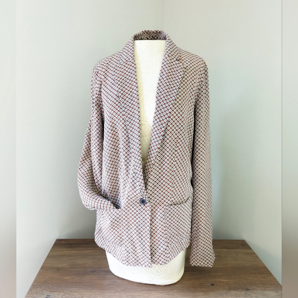 Joie 100% Silk Geometric Patterned Blazer